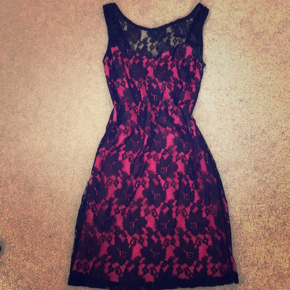 Sexy Pink and Black Fitted Dress